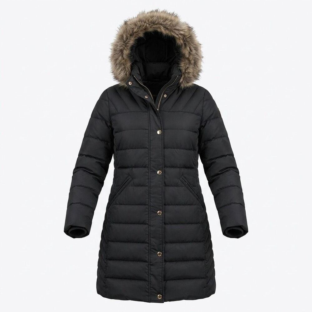 Michael Kors down puffer coat removable Hood / faux fur trim Sz S NWOT
